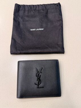 Saint Laurent Cassandra East/West Wallet in Black Grain de Poudre Leather